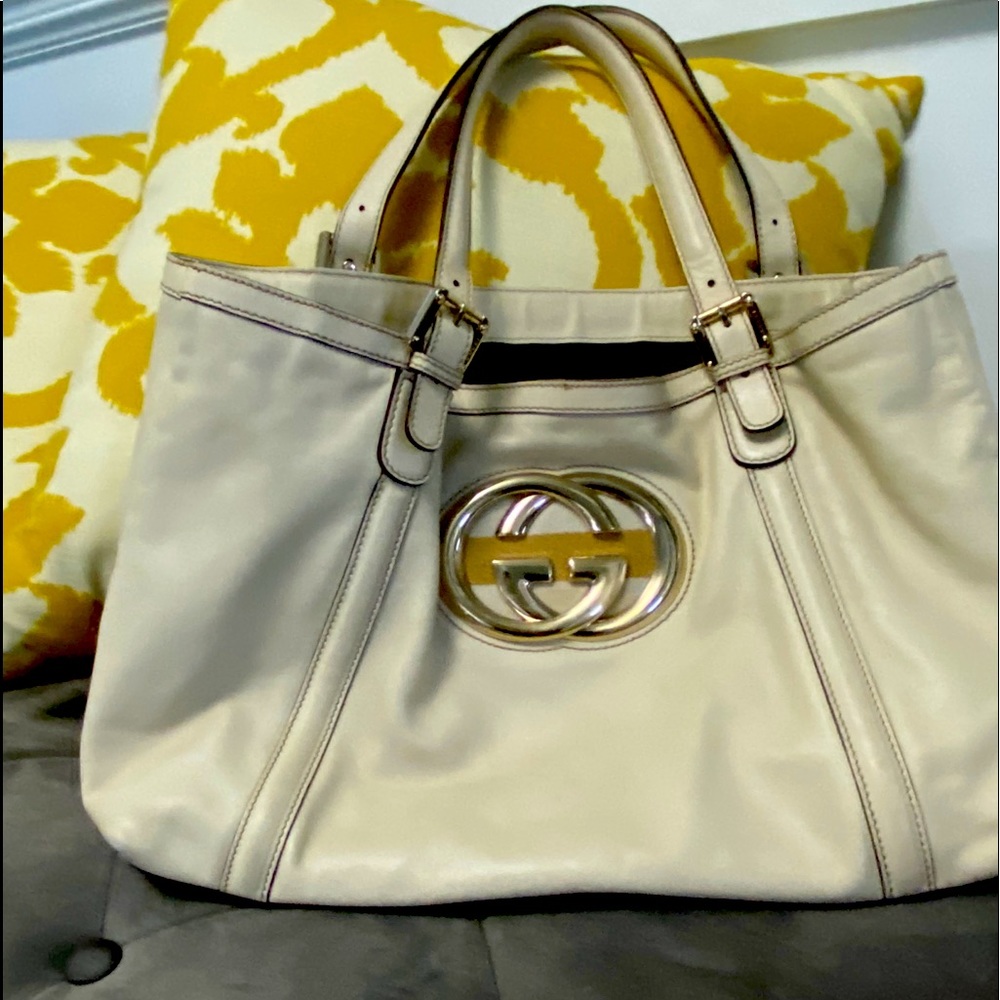 Gucci***Cream leather Authentic Gucci tote - Picture 1 of 12
